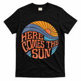Here Comes The Sun Vintage Retro Sixties Surf Summer Beach T-Shirt - Black