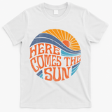 Here Comes The Sun Vintage Retro Sixties Surf Summer Beach T-Shirt - White
