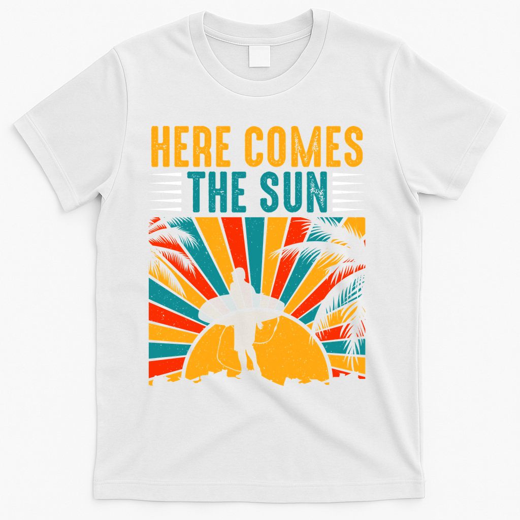 Here Comes The Sun | Surfing Summer Surf Surfer Gift T-Shirt - White