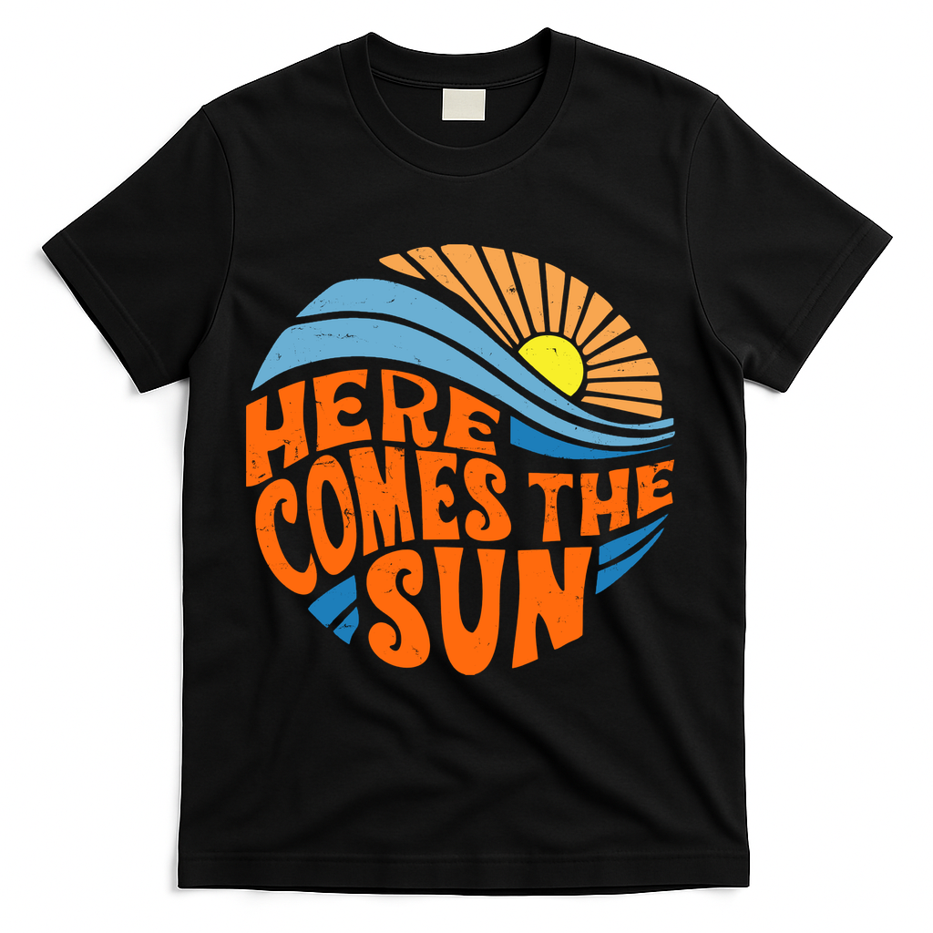 Here Comes The Sun Retro Summer T-Shirt - Black