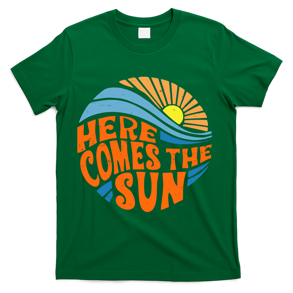 Here Comes The Sun Retro Summer T-Shirt - Green