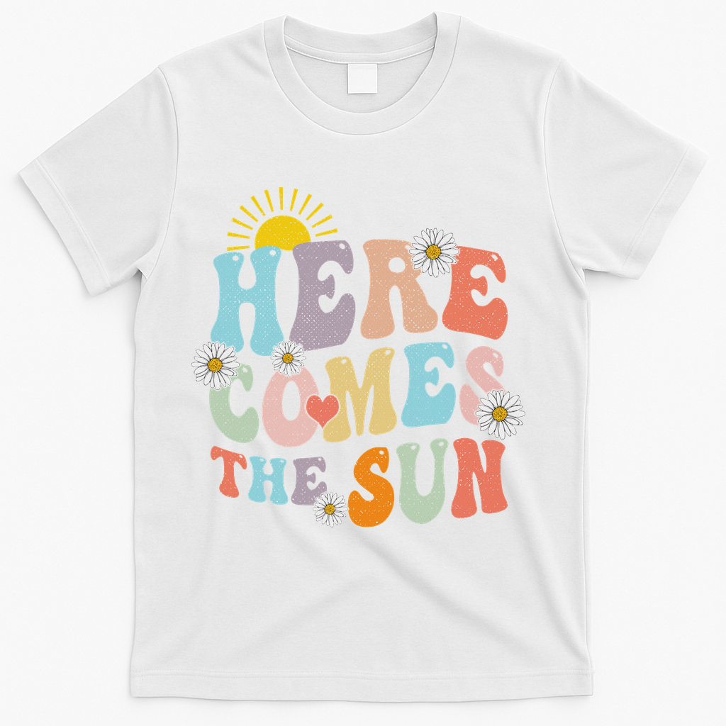 Here Comes The Sun Summer Vacation Beach Family Matching T-Shirt - White