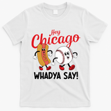 Hey Chicago Whadya Say Baseball And Hot Dog Funny Retro T-Shirt - White