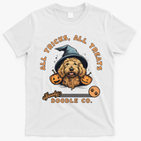 Halloween Dog All Tricks All Treats Spooky Doodle Co T-Shirt - White