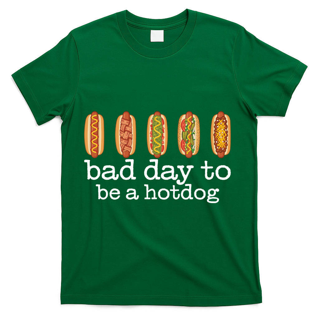 Hot Dog Bad Day To Be A Hotdog T-Shirt - Green