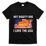 Hot Diggity Dog I Love Usa Funny T-Shirt - Black