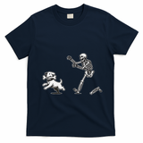 Halloween Dog Funny Skeleton Skeleton Chasing Dog Gift T-Shirt - Navy Blue