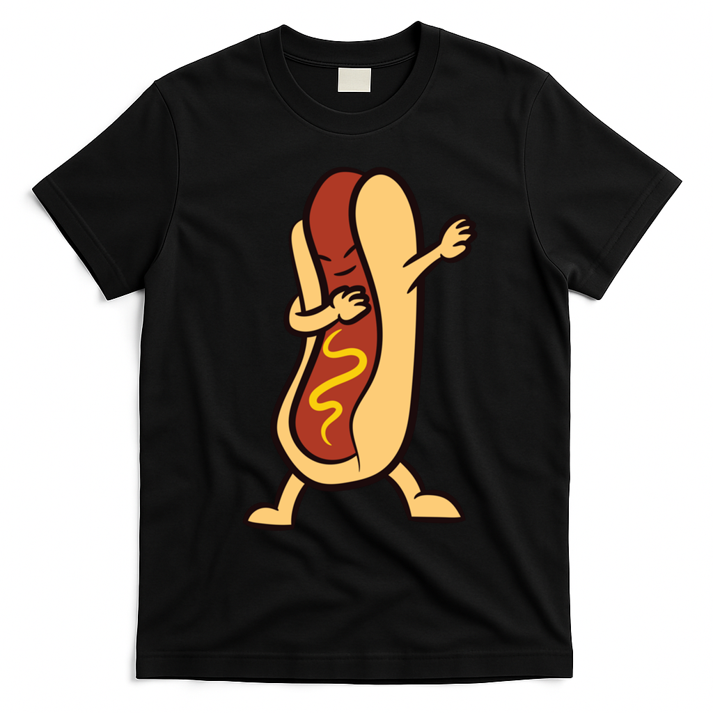 Hotdog Dabbing Funny Hot Dog Cute Gift T-Shirt - Black