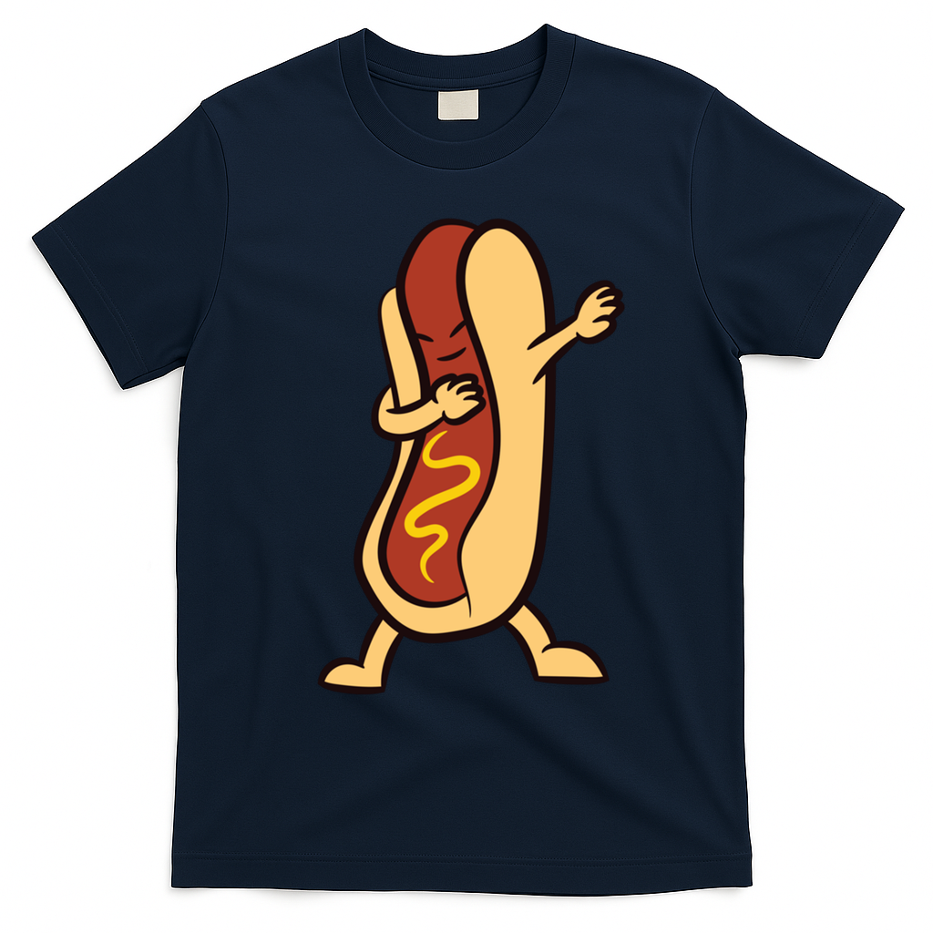 Hotdog Dabbing Funny Hot Dog Cute Gift T-Shirt - Navy Blue