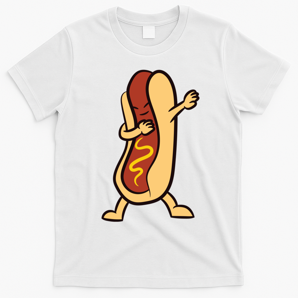 Hotdog Dabbing Funny Hot Dog Cute Gift T-Shirt - White