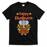 Happy Diwalloween Halloween Diwali Pumpkin Lantern Deepaval T-Shirt - Black