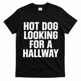 Hot Dog Looking For A Hallway Fast Food Funny T-Shirt - Black