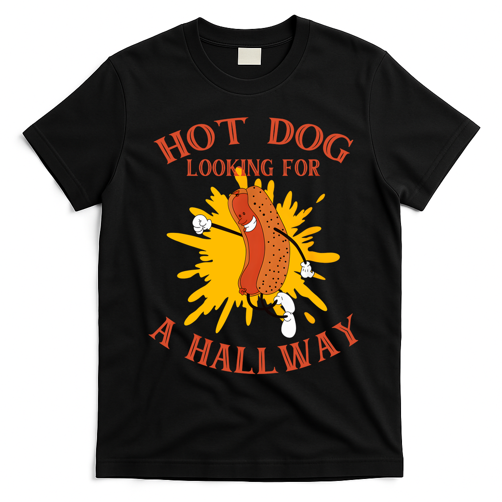 Hot Dog Looking For A Hallway Apparel T-Shirt - Black