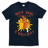 Hot Dog Looking For A Hallway Apparel T-Shirt - Navy Blue