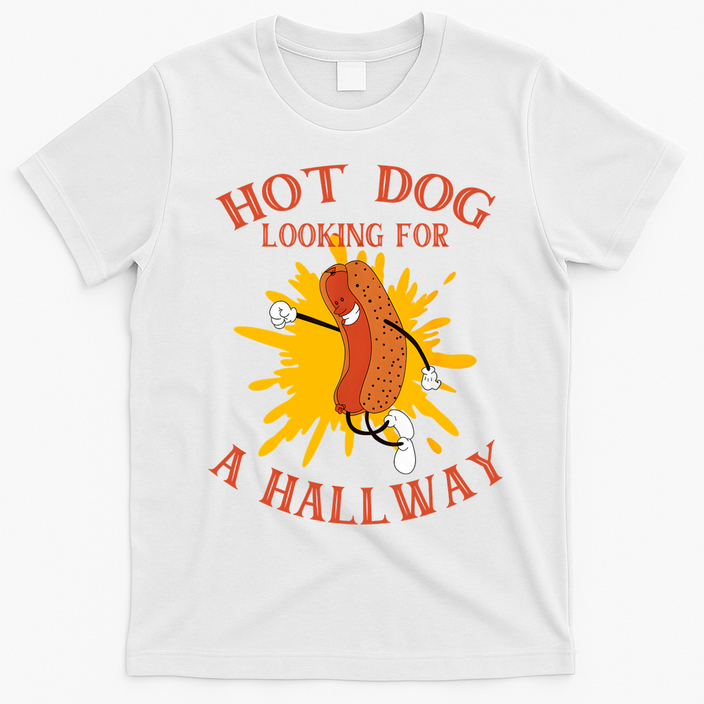 Hot Dog Looking For A Hallway Apparel T-Shirt - White