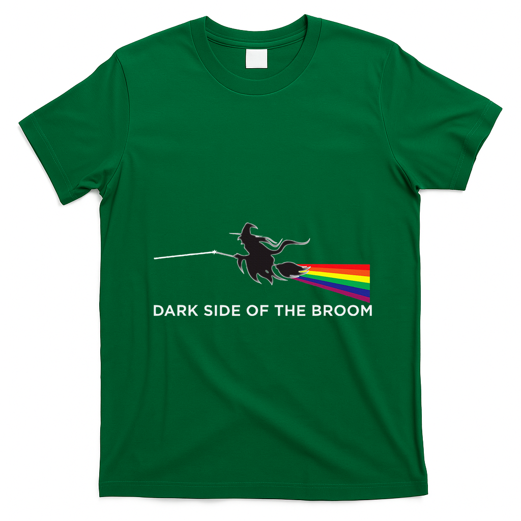 Halloween Dark Side Of The Broom Classic Rock Witch T-Shirt - Irish Green