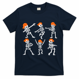 Halloween Dancing Skeleton Cap Funny T-Shirt - Navy Blue