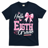 Hello Eight 8th Grade Of School Coquette Teacher T-Shirt - Navy
