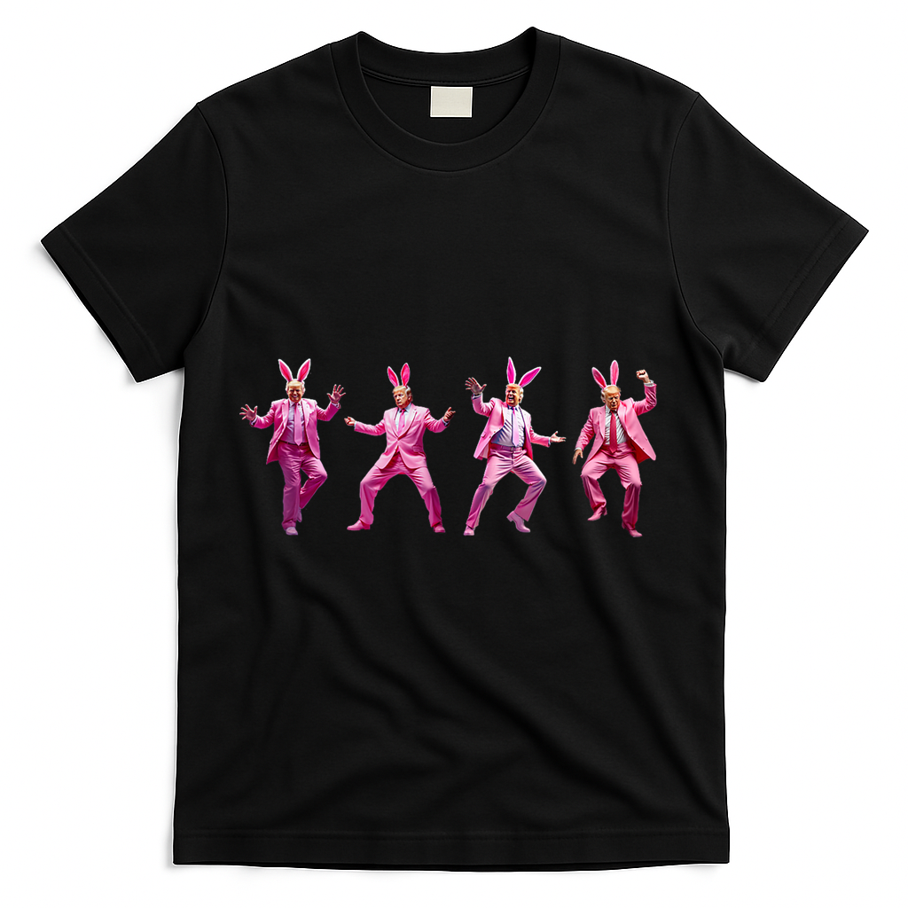 Happy Easter Bunny Spring Hunt Eggs Rabbit Funny Trump Dance T-Shirt - Black
