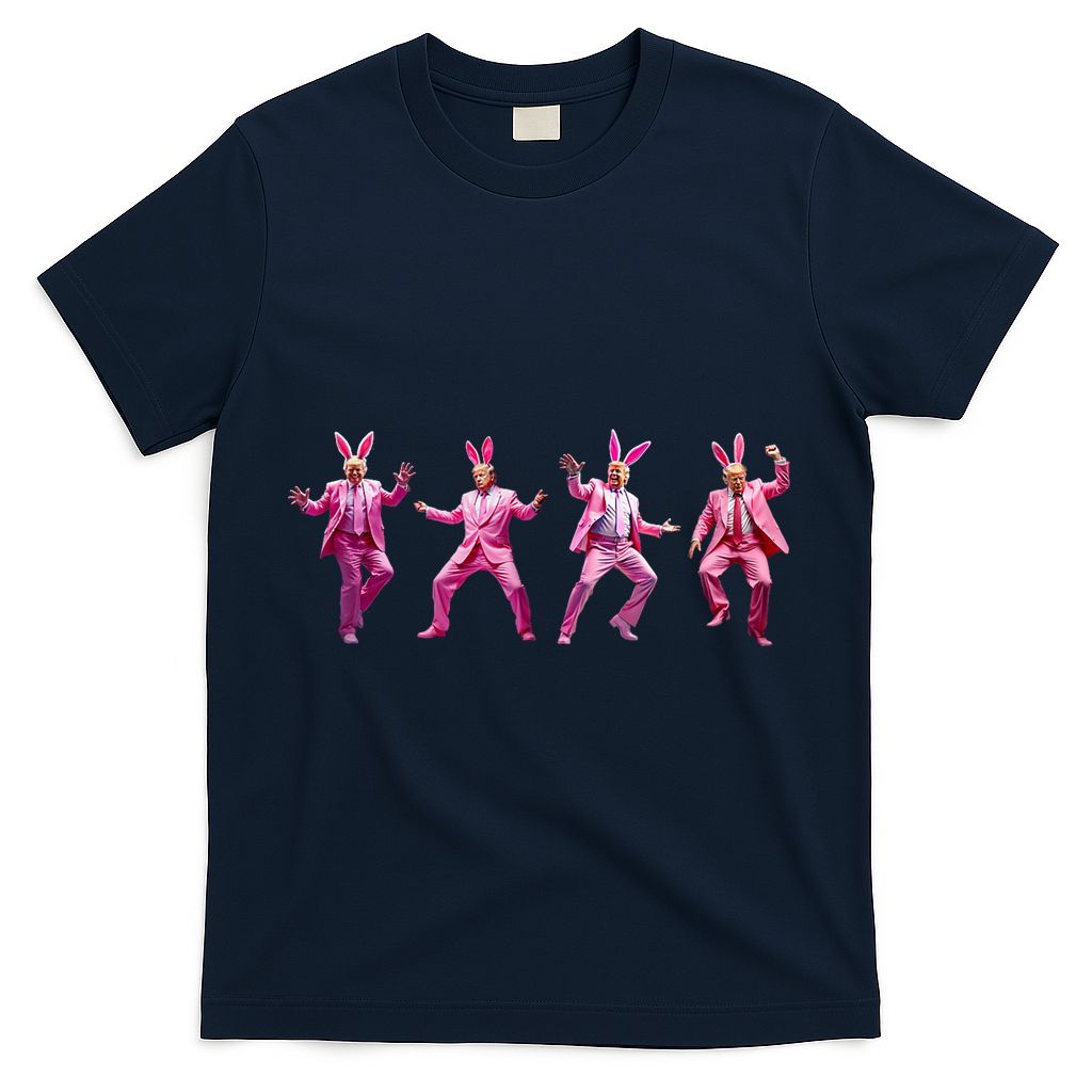 Happy Easter Bunny Spring Hunt Eggs Rabbit Funny Trump Dance T-Shirt - Navy