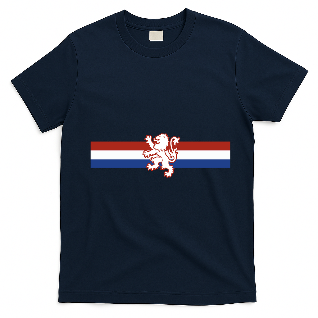 Holland Emblem Lion Nederlands Flag T-Shirt - Navy Blue