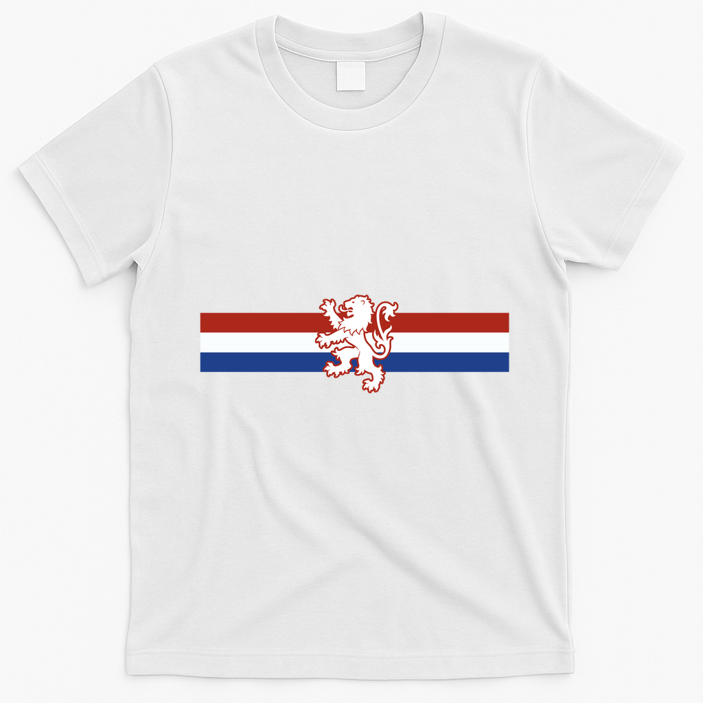 Holland Emblem Lion Nederlands Flag T-Shirt - White