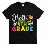 Hello Fourth 4th Grade Happy First Day Of School T-Shirt - Black