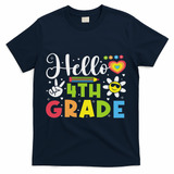 Hello Fourth 4th Grade Happy First Day Of School T-Shirt - Navy