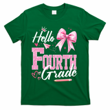 Hello Fourth 4th Grade First Day Of School Coquette Teacher T-Shirt - Green