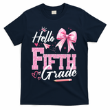 Hello Fifth 5th Grade First Day Of School Coquette Teacher T-Shirt - Navy