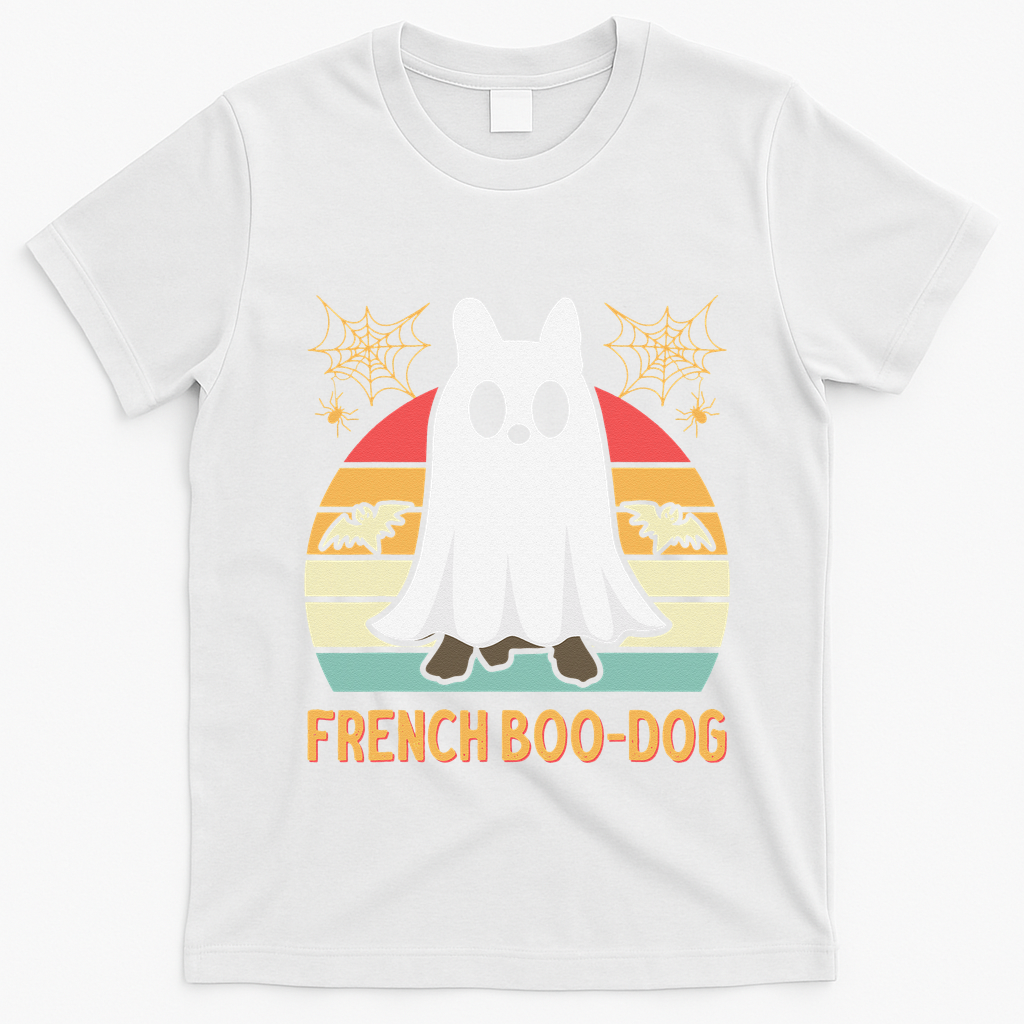 Halloween French Bulldog Dog Frenchie Spooky Ghost Costume T-Shirt - White
