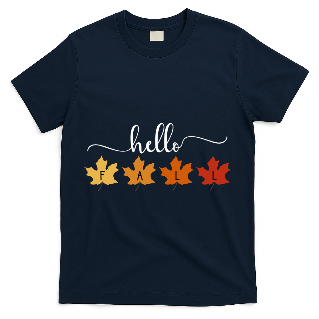Hello Fall Cozy Nature T-Shirt - Navy