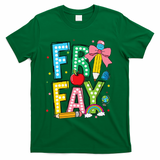 Happy Friyay Coquette Bow Friday Weekend Teacher T-Shirt - Green