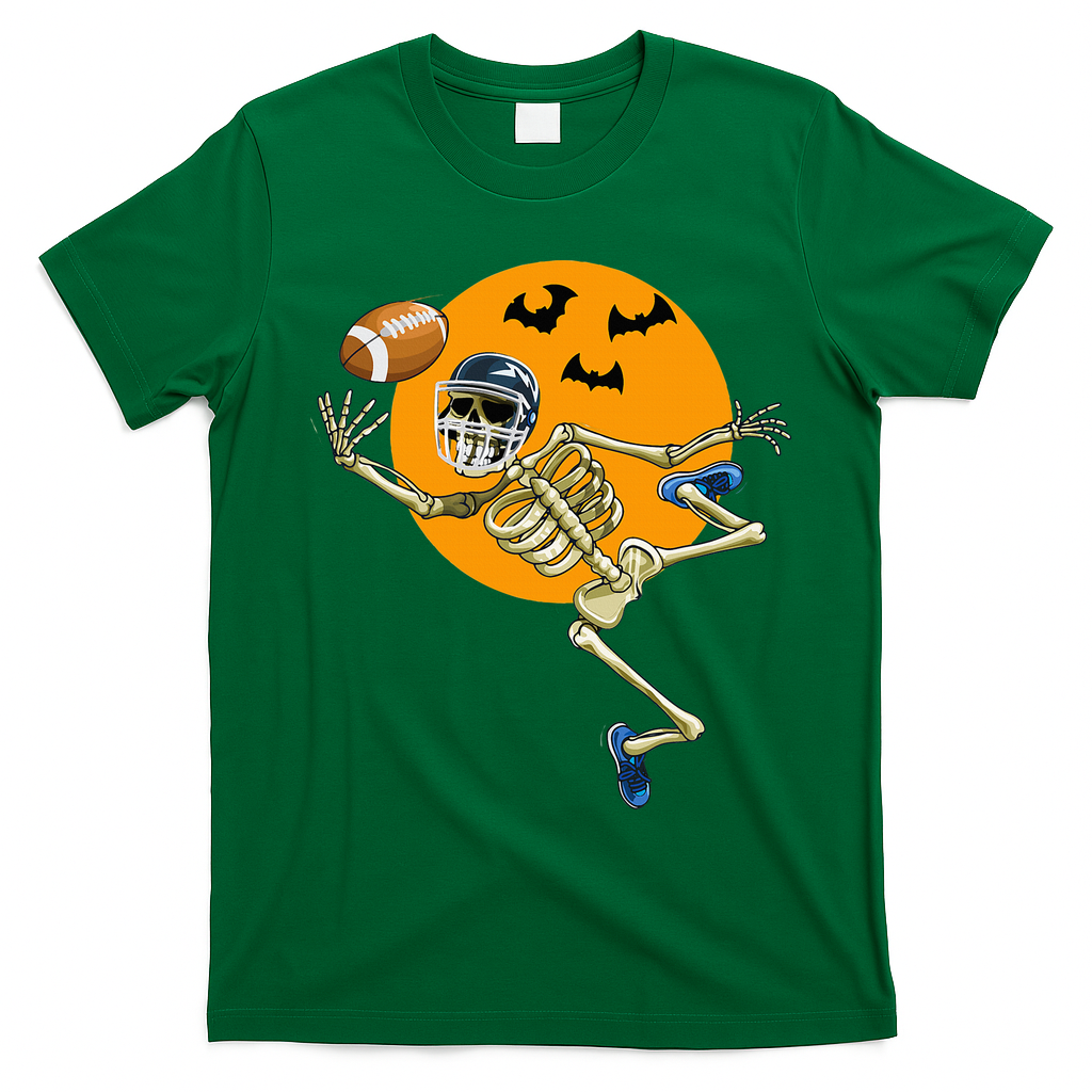 Halloween Football Fan Costume American Football Skeleton T-Shirt - Irish Green