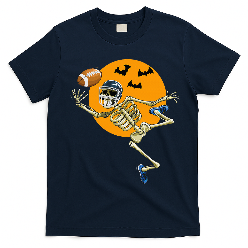Halloween Football Fan Costume American Football Skeleton T-Shirt - Navy Blue