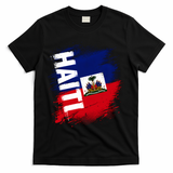 Haiti Fan Flag Jersey National Colors And Emblem T-Shirt - Black