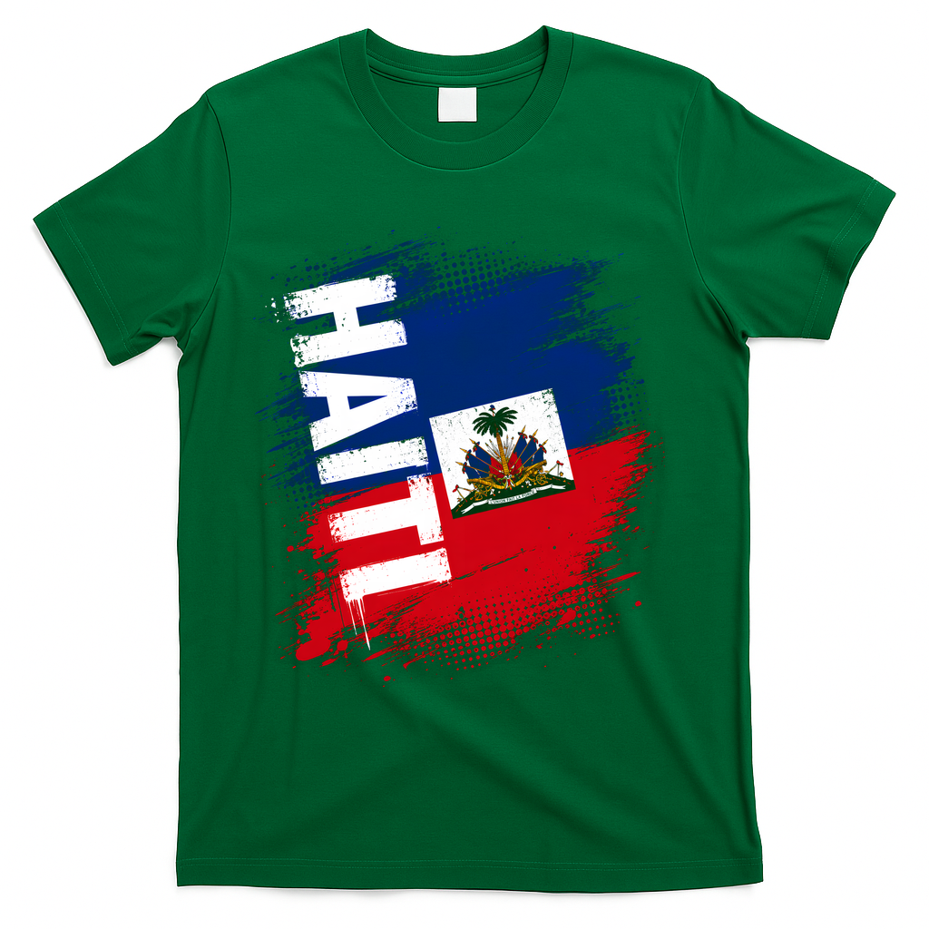 Haiti Fan Flag Jersey National Colors And Emblem T-Shirt - Green