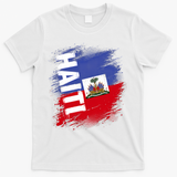 Haiti Fan Flag Jersey National Colors And Emblem T-Shirt - White