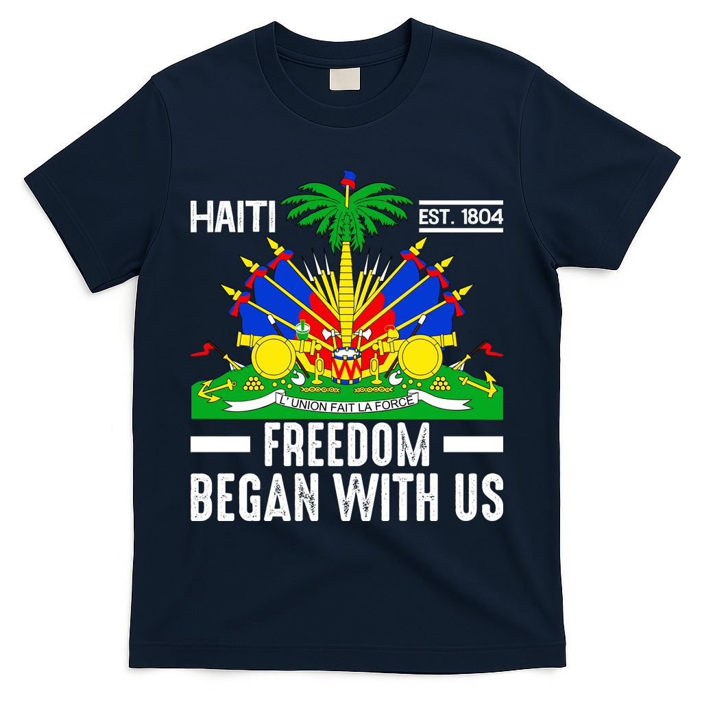 Haiti Flag Haitian Heritage Month Freedom T-Shirt - Navy