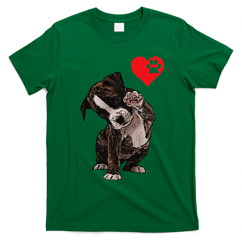 High Five Heart Bulldog Pup I Love Boxer Dog Lovers Bulldogs T-Shirt - Irish Green