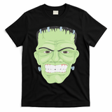 Halloween Frankenstein Head Terrifyingly Green Snarling Head T-Shirt - Black