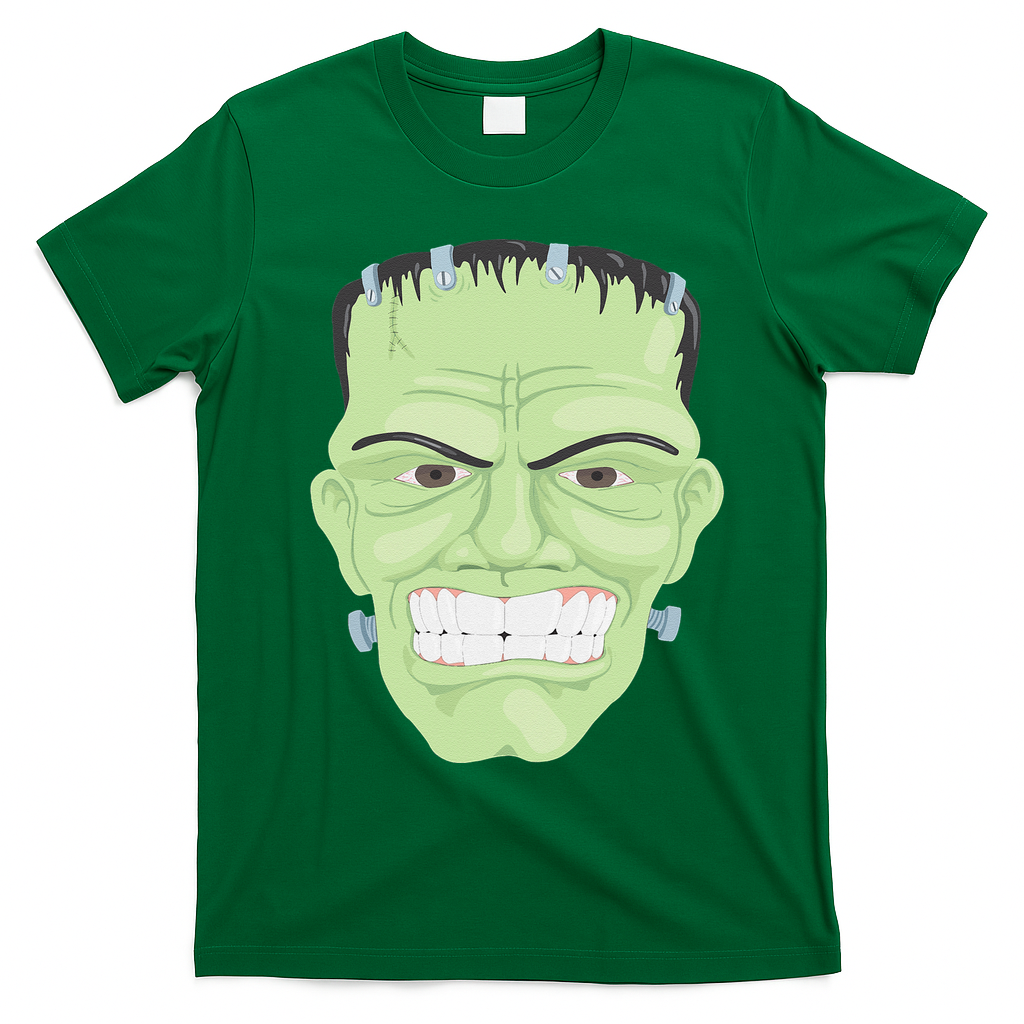 Halloween Frankenstein Head Terrifyingly Green Snarling Head T-Shirt - Irish Green