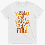 Hello Fall Leopard Season Nature T-Shirt - White