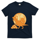 Halloween Full Moon Trex Pumpkins T-Shirt - Navy