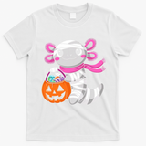 Halloween For   Pumpkin Axolotl Mummy T-Shirt - White
