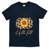 Hello Fall Sunflower Pumpkin T-Shirt - Navy
