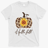 Hello Fall Sunflower Pumpkin T-Shirt - White