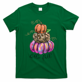 Hello Fall Watercolor Pumpkin Colorful Pumpkin Thanksgiving T-Shirt - Green