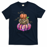 Hello Fall Watercolor Pumpkin Colorful Pumpkin Thanksgiving T-Shirt - Navy