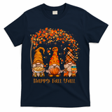 Happy Fall Y'all Gnome Autumn Gnomes Pumpkin Spice Season T-Shirt - Navy